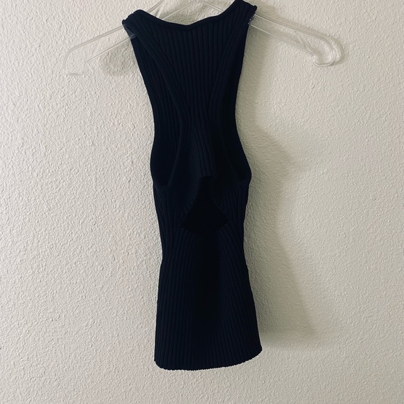 Alexander Wang T Cutout Ribbed Stretch-knit Tank In Black size XS - Picture 6 of 8